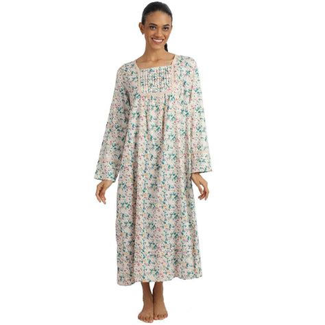 Field Flowers Pintucked Long Sleeved Cotton Nightgown By Sante