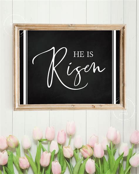 He Is Risen Printable Large Wall Decor Farmhouse Decor Chalkboard