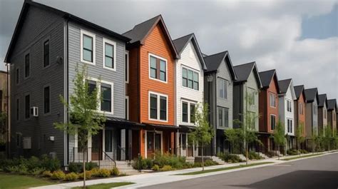 Colorful Row Of Modern Townhouses Background Picture Of Townhouses