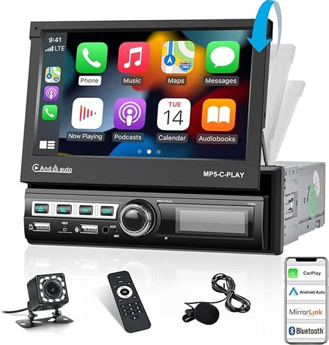 CarPlay Android Auto Single Din Car Stereo Hikity 7 Motorised Touch