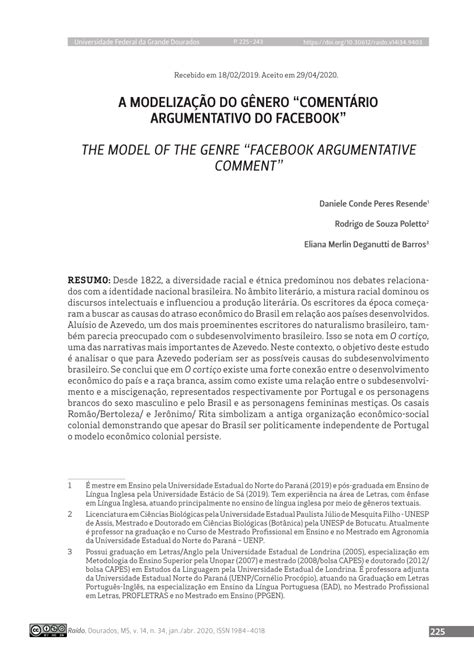 PDF A modelização do gênero comentário argumentativo do Facebook