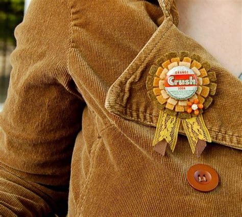 Vintage Orange Crush Bottle Cap Brooch Plastic Flowers Orange Crush Ollie Bottle Cap Crushes