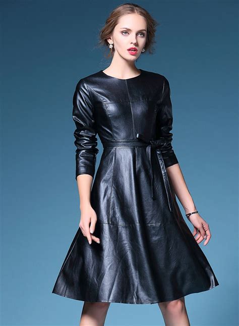 Long Sleeve Leather Dress Leather Dress Outfit Long