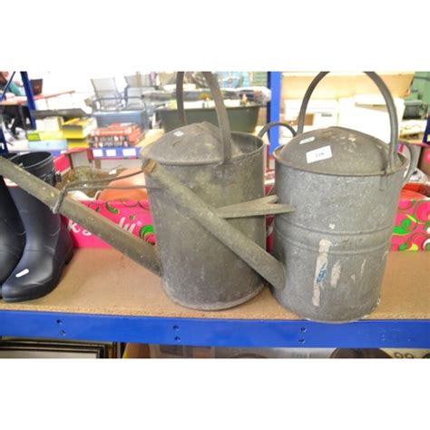 2 Vintage Galvanised Watering Cans