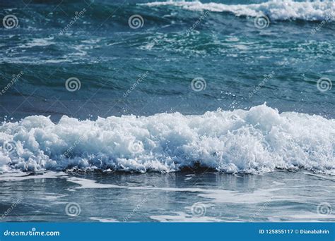 Angry Sea Waves Rolling Towards The Beach Stock Image Image Of