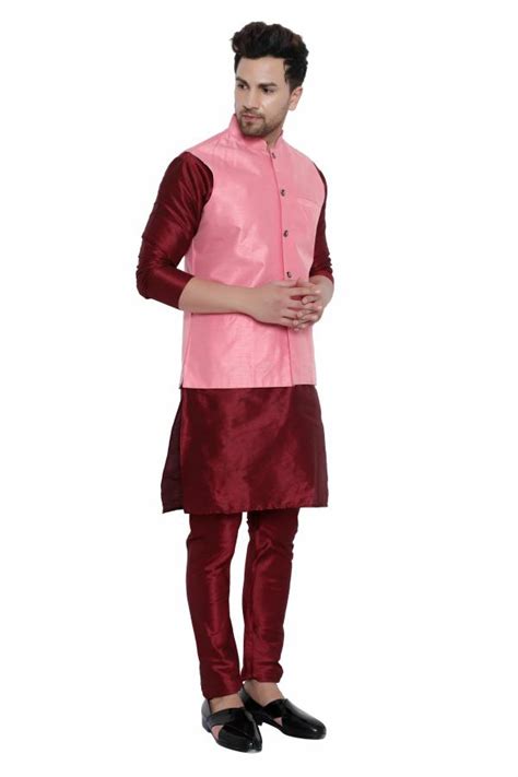 Onnix Men S Silk Kurta Pajama With Modi Jacket Nehru Jacket With Kurta