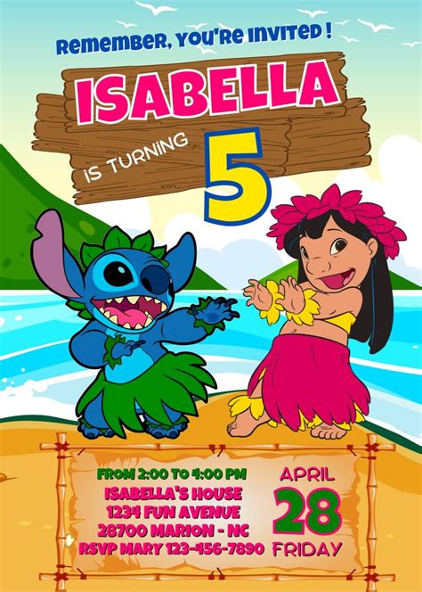 Lilo And Stitch Birthday Invitation En