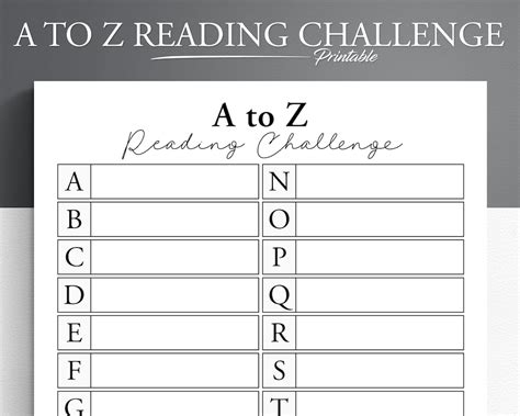 Printable A To Z Reading Challenge For Book Lovers Alphabet Reading