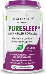 HealthyHey Nutrition Puresleep Bedtime - Herbal Supplement with Melatonin,Lactium & L-Theanine ...