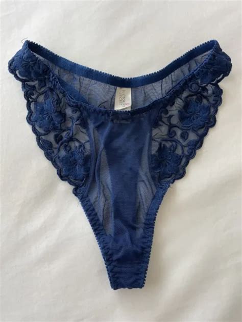 Victoria S Secret Vtg 90s Lace High Cut Thong Panty Medium Embroidered 30 71 Picclick Au