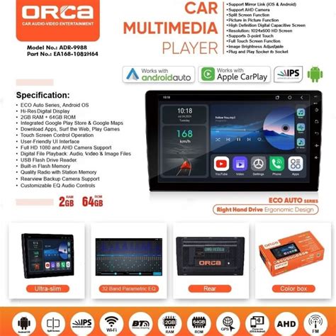 Jual ORCA ADR 9988 Eco Series Head Unit Android Universal Shopee