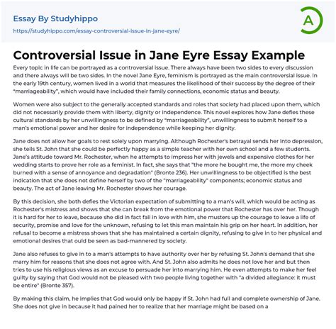 Controversial Issue In Jane Eyre Essay Example