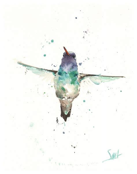 Colorful Hummingbird Watercolor Painting Art Print by Eric Sweet - Etsy