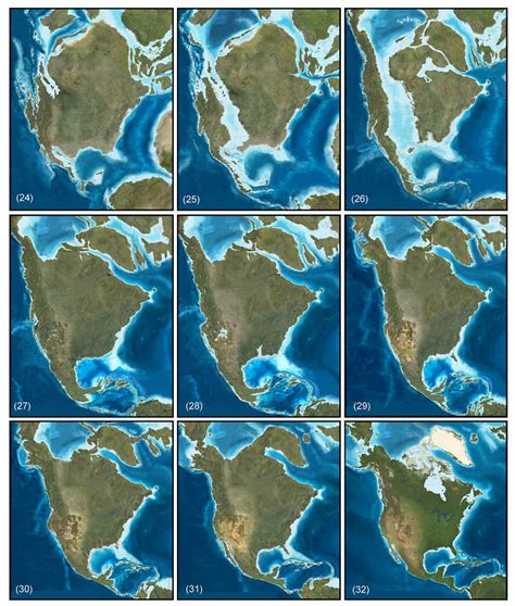 Temporal Sequence Of Paleographical Maps Of North America Early