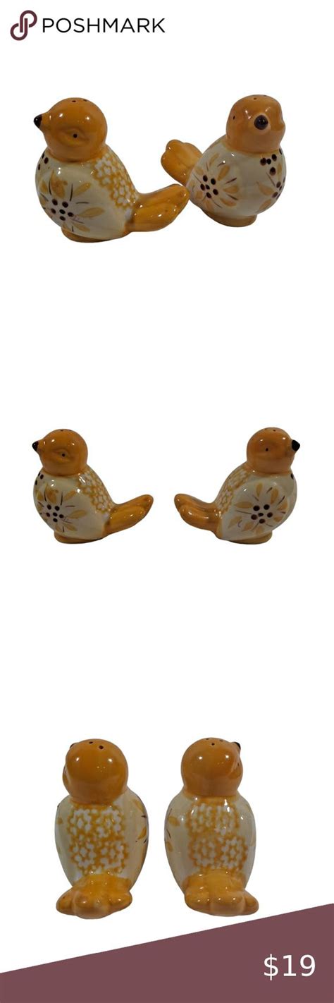 Temptations By Tara Old World Bird Salt And Pepper Shakers Yellow Salt