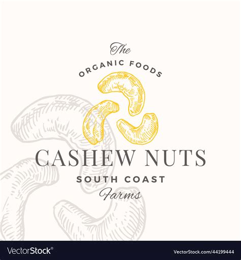 Cashew Logo Template Hand Drawn Nuts Sketch Vector Image