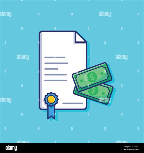 Scholarship Certificate Badge And Money Cartoon Vector Image Stock