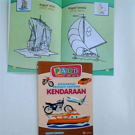 Jual Buku Mewarnai Dengan Contoh Tema Kendaraan Untuk Anak Paud Tk