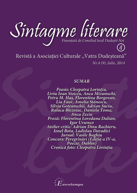 Calam O Revista Sintagme Literare Nr Iulie