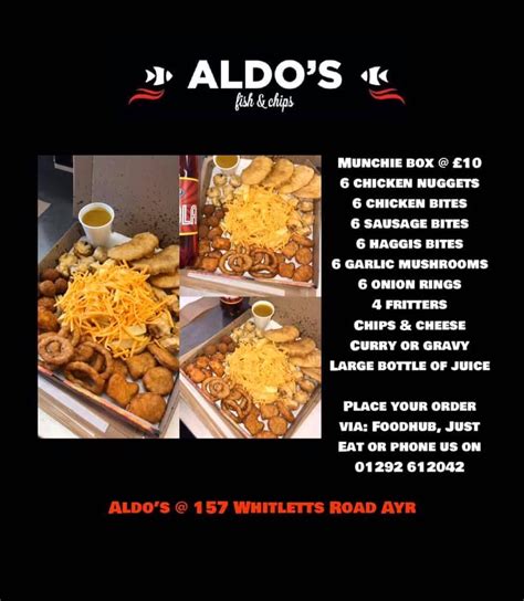 Menu At Aldos Fish And Chips Restaurant Ayr