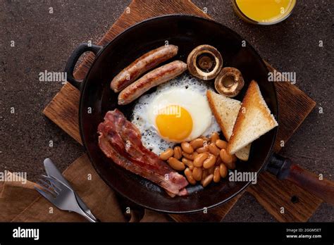 Irish Fat Morning Breakfast With Eggs Bacon Mushrooms Sausages