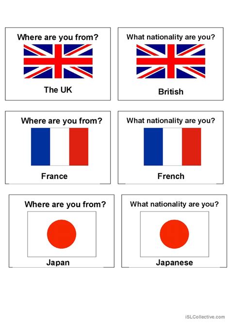 Memory Flags Vocabulary Flashcards A English Esl Worksheets Pdf Doc