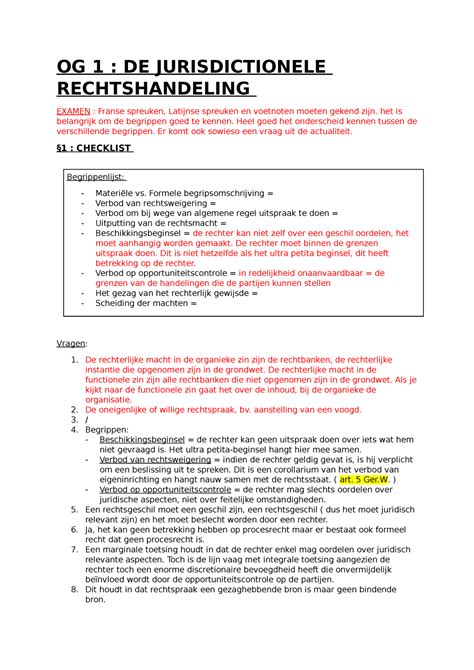 Og Og Og De Jurisdictionele Rechtshandeling Examen Franse