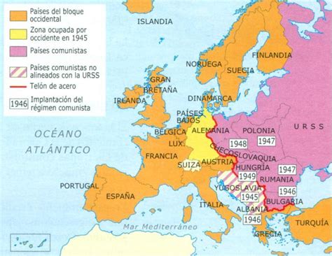 mapa de Europa la división política durante la Guerra Fría Brainly lat