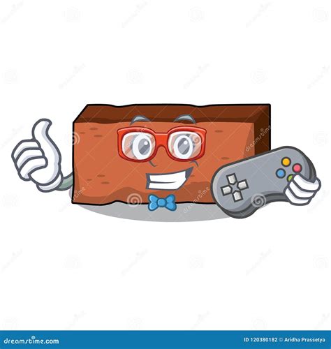 Gamer Brick Mascot Cartoon Style Stock Vector Illustration Of