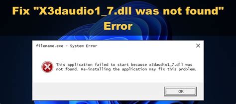 How to Fix "X3daudio1_7.dll was not found" Error