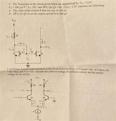 Solved 2 The Transistors In The Circuit Given Below Are