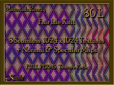 Second Life Marketplace Kushi Fair Isle Knit Woollen Seamless Texture Pack Full Perms