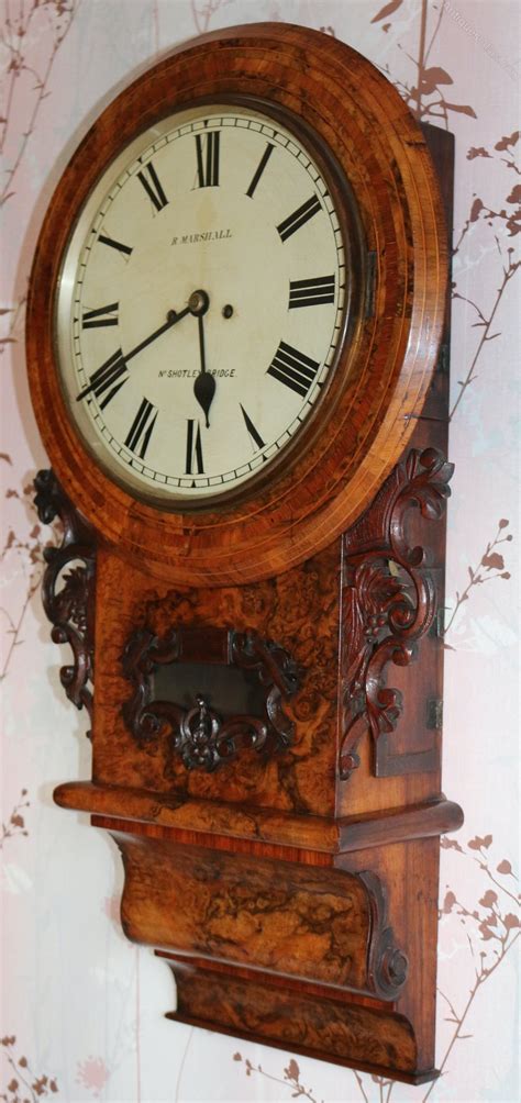 Antiques Atlas Drop Dial Fusee Walnut Wall Clock R Marshall