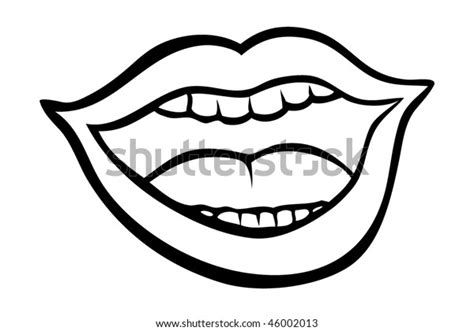 Cartoon Vector Outline Illustration Human Mouth Stock Vector (Royalty ...