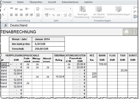 Reisekostenabrechnung Excel Inside Solutions