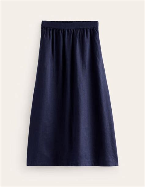 Jupe Florence En Lin Bleu Marine Boden Fr