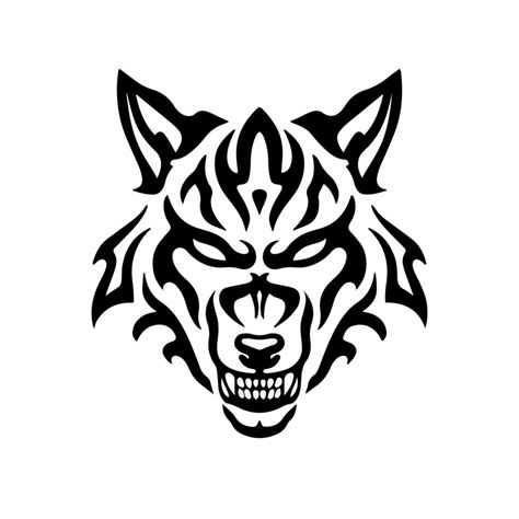 Tribal Wolf Head Logo Tattoo Design Animal Stencil Vector