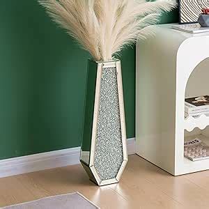 Amazon Shyfoy Crushed Diamond Tall Floor Vase Large Silver Mirror