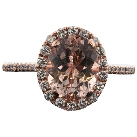 3 94 Carat Morganite Diamond Rose Gold Engagement Ring For Sale At