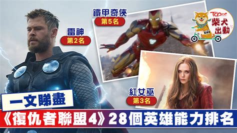 《復仇者聯盟4》28個英雄戰力排行 Ironman作戰能力三甲不入雷神居排名榜亞軍