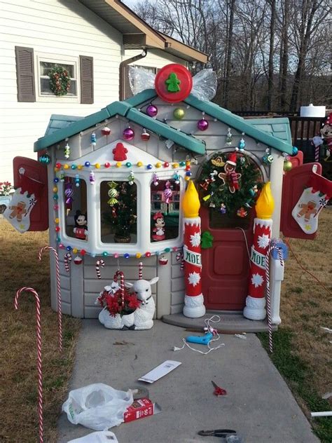 Gingerbread House Out Of An Old Playhouse Christmas Decorations Diy
