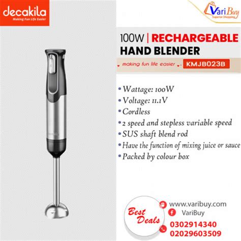 Decakila W Speed Rechargeable Cordless Immersion Hand Blender