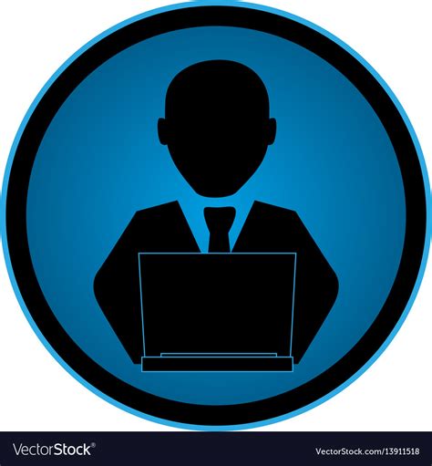 Color Circular Emblem With Man Laptop Royalty Free Vector