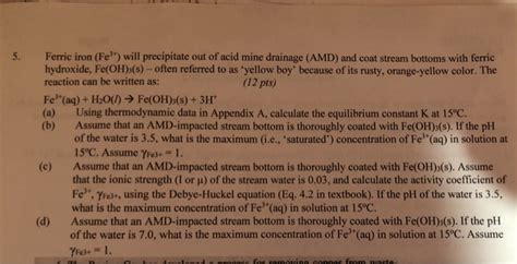 Solved 5 Ferric Iron Fe3 Will Precipitate Out Of Acid