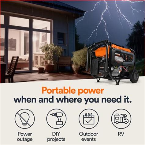 Generac 7676 Gp8000e 8000 Watt Gas Powered Portable Generator Electric Start With Cosense