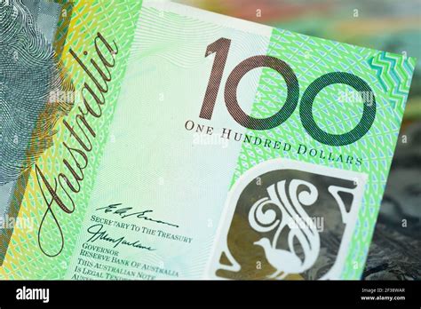 Close Up Of 100 Australian Dollar Aud Banknote Stock Photo Alamy