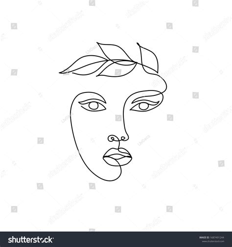 One Line Drawing Beauty Woman Face Stock Vector (Royalty Free ...