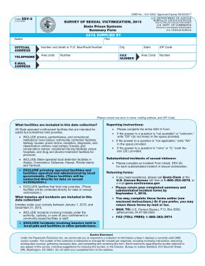 Fillable Online Bjs SURVEY OF SEXUAL VICTIMIZATION 2015 State Prison