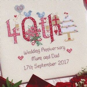 Ruby Th Wedding Anniversary Customisable Cross Stitch Chart Etsy