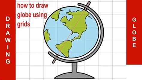 How To Draw Globe Using Grids How To Draw Earth Step By Step Using